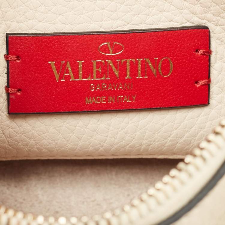Pre Owned Valentino Beige Leather Small Rockstud Crossbody Bag