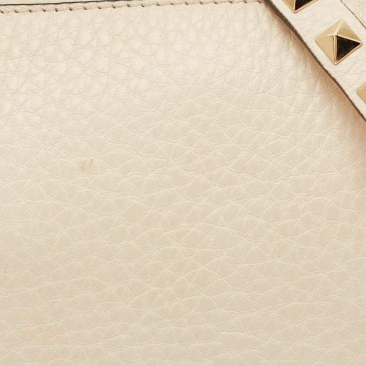 Pre Owned Valentino Beige Leather Small Rockstud Crossbody Bag