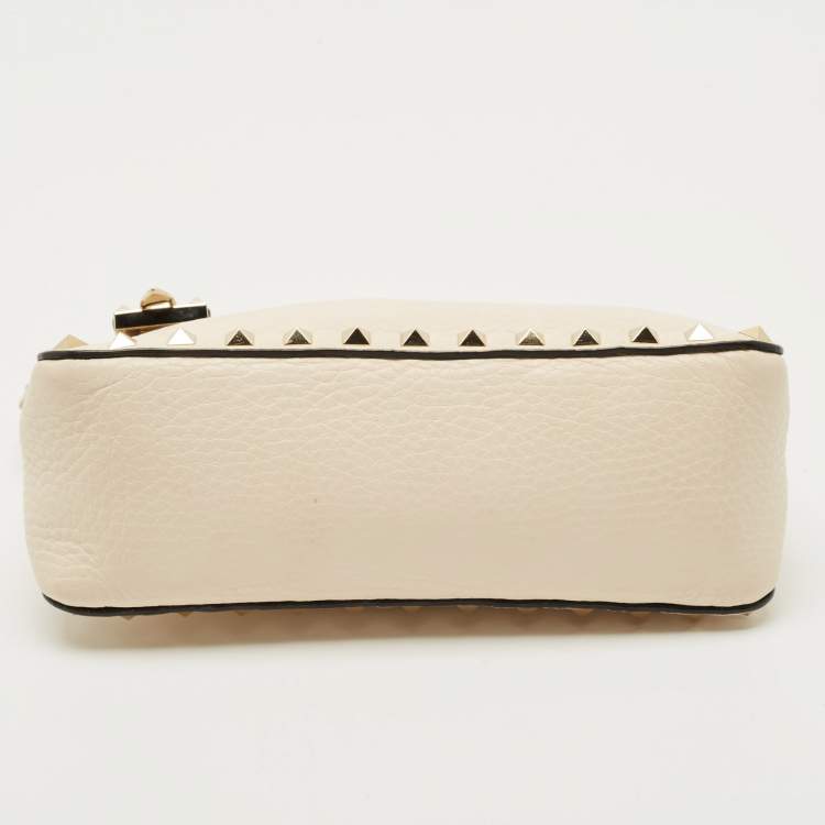 Pre Owned Valentino Beige Leather Small Rockstud Crossbody Bag