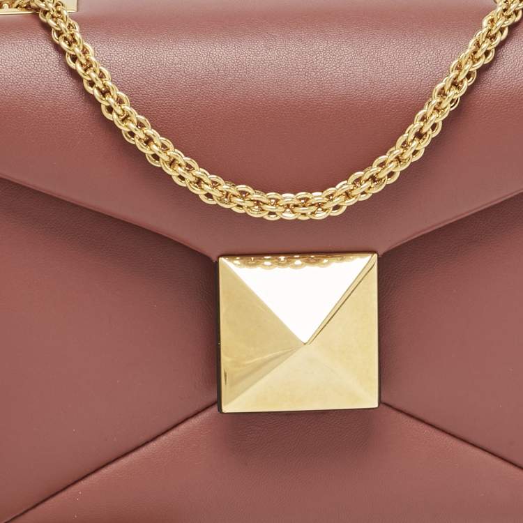 Pre Owned Valentino Chestnut Leather One Stud Chain Shoulder Bag