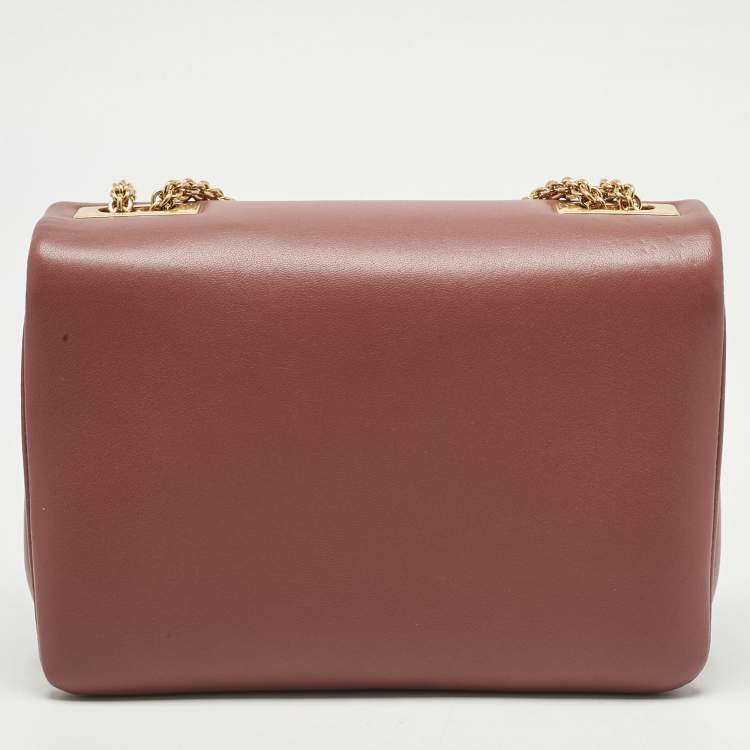 Pre Owned Valentino Chestnut Leather One Stud Chain Shoulder Bag