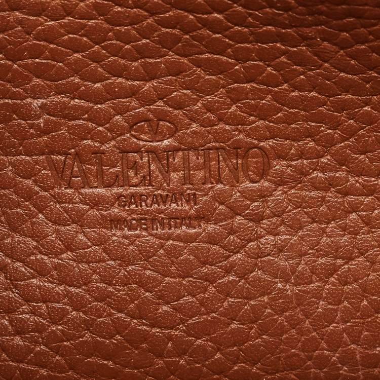 Pre Owned Valentino Brown Leather Rockstud Flap Crossbody Bag