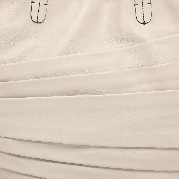 Pre Owned Valentino Cream Leather Pleated Bow Tote