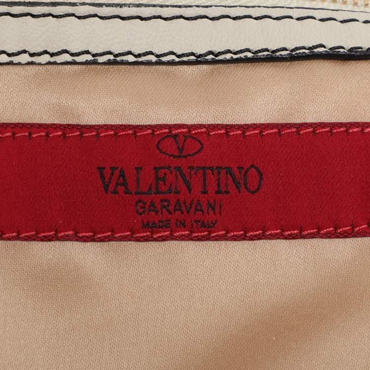 Pre Owned Valentino Cream Leather Pleated Bow Tote