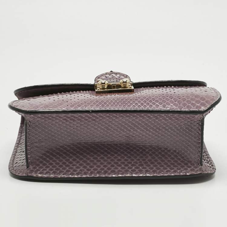 Pre Owned Valentino Lilac Python Rockstud Small Glam Lock Shoulder Bag