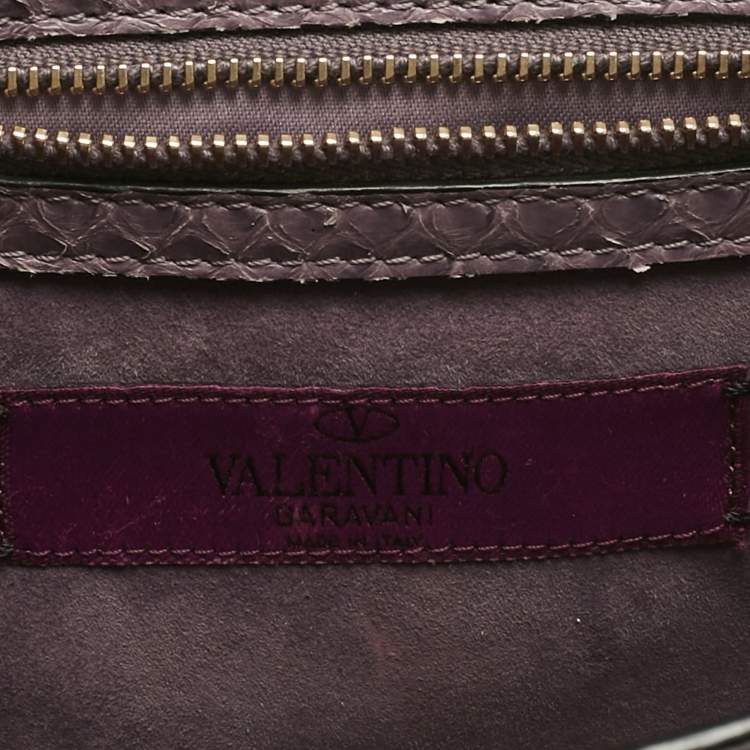 Pre Owned Valentino Lilac Python Rockstud Small Glam Lock Shoulder Bag