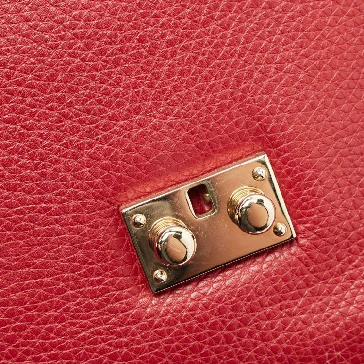 Pre Owned Valentino Red Leather Large Glam Lock Flap Bag