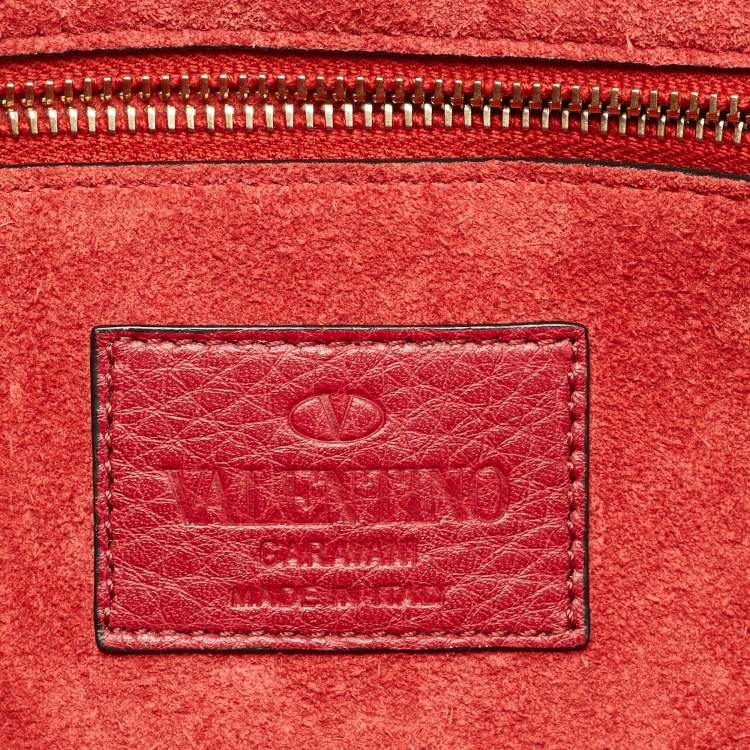 Pre Owned Valentino Red Leather Large Glam Lock Flap Bag