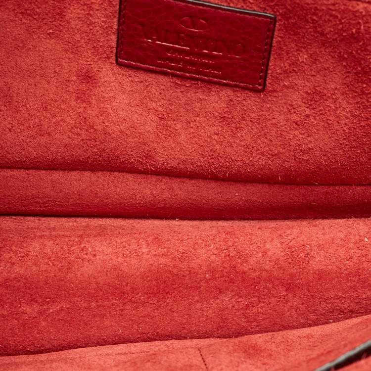 Pre Owned Valentino Red Leather Large Glam Lock Flap Bag
