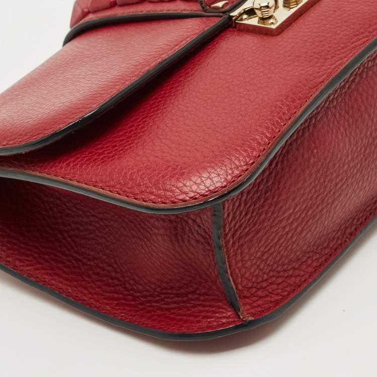 Pre Owned Valentino Red Leather Large Glam Lock Flap Bag