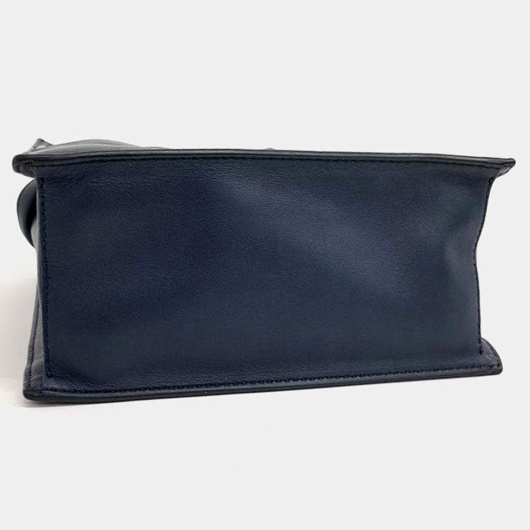 مملوكة مسبقًا Valentino Navy Blue Leather Tote and Crossbody Bag