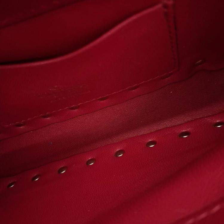 Pre Owned Valentino Rockstud Red Leather Crossbody Bag