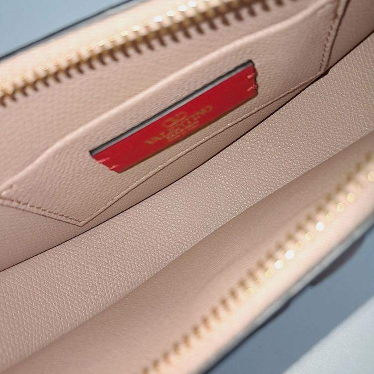 Pre Owned Valentino Pink Leather V-Logo Mini Hobo Bag