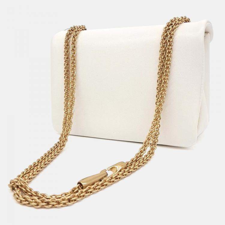 Pre Owned Valentino Cream Leather One Stud Chain Shoulder Bag