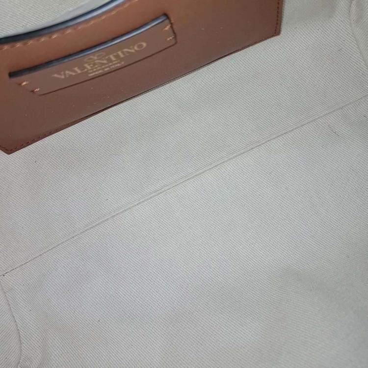 Pre Owned Valentino Beige Brown PVC V-logo tote and shoulder bag