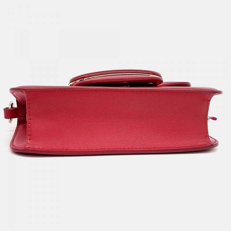 Pre Owned Valentino Red Leather V-Logo Rocco Shoulder Bag Small