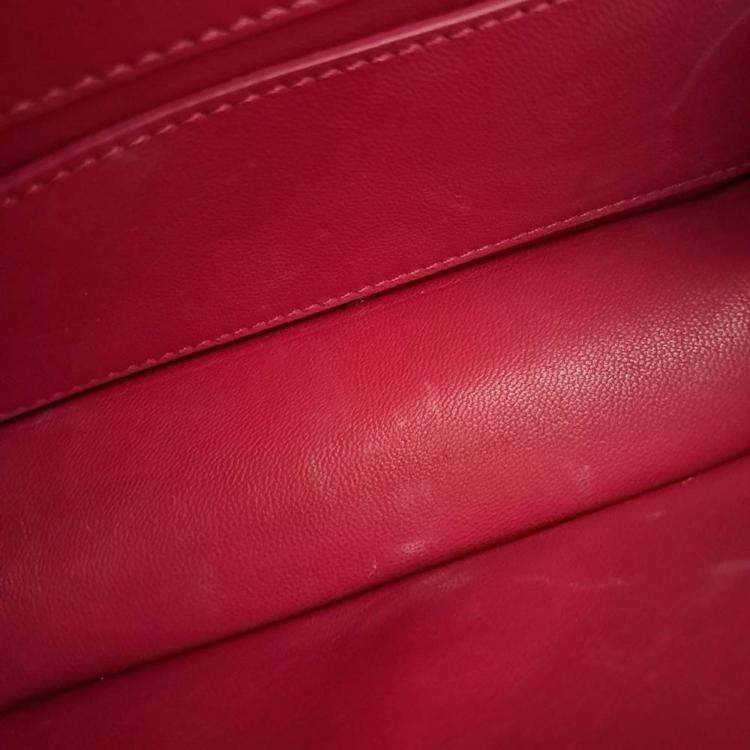 Pre Owned Valentino Red Leather V-Logo Rocco Shoulder Bag Small