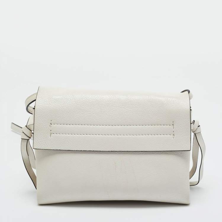 Pre Owned Valentino White Leather VRing Shoulder Bag