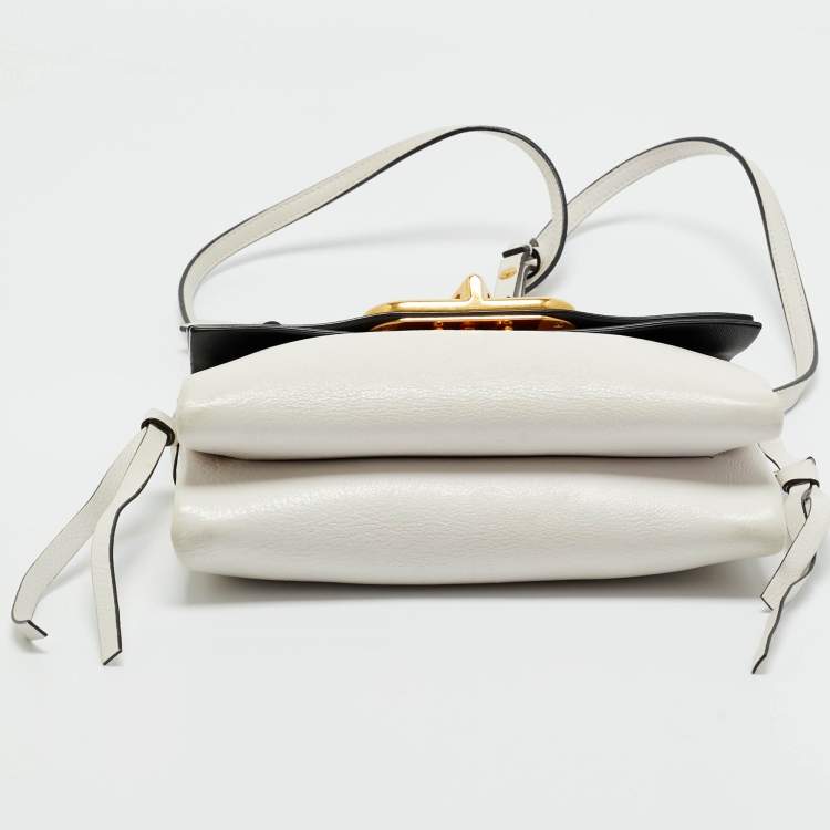 Pre Owned Valentino White Leather VRing Shoulder Bag