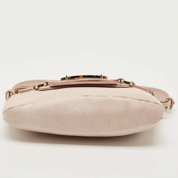 Pre Owned Valentino Light Pink Leather VLogo Flap Shoulder Bag