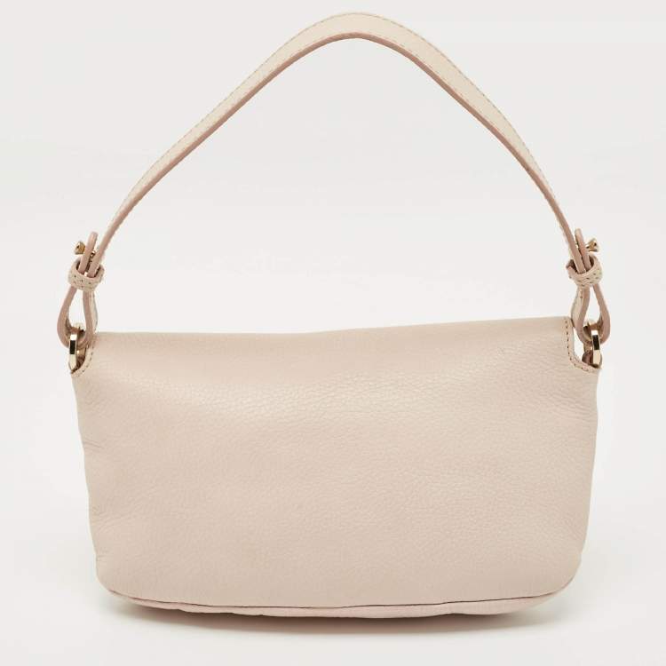 Pre Owned Valentino Light Pink Leather VLogo Flap Shoulder Bag