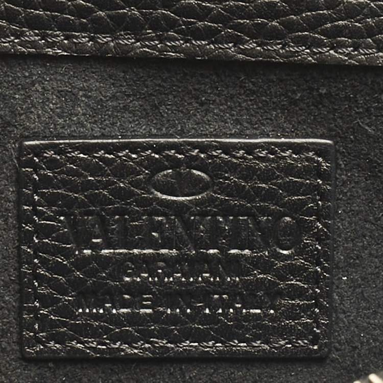 Pre Owned Valentino Black Leather Rockstud Flap Wallet on Chain