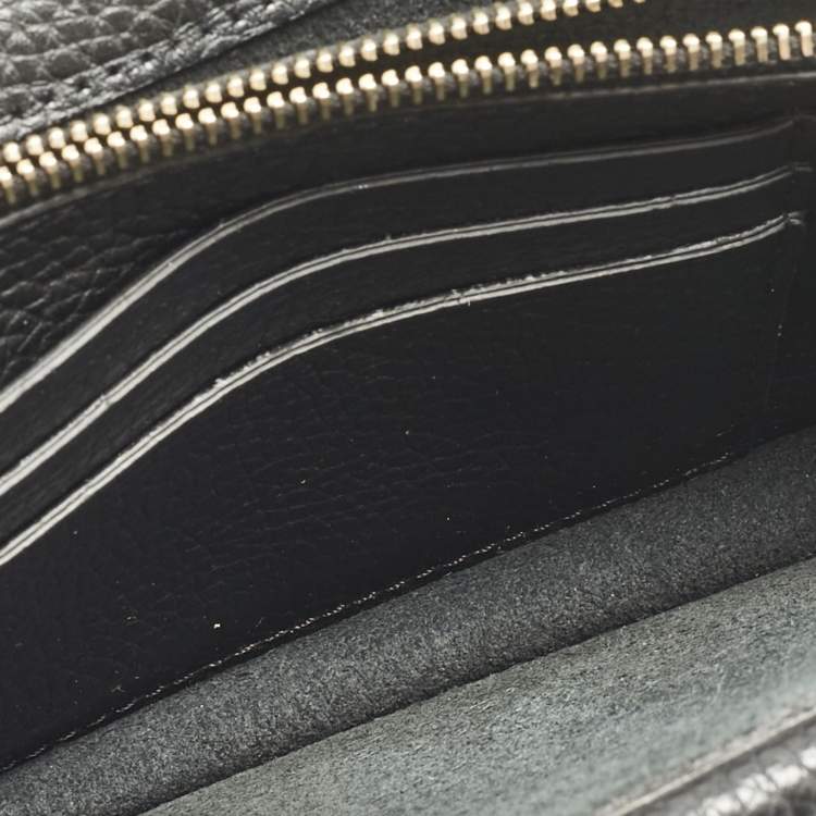 Pre Owned Valentino Black Leather Rockstud Flap Wallet on Chain