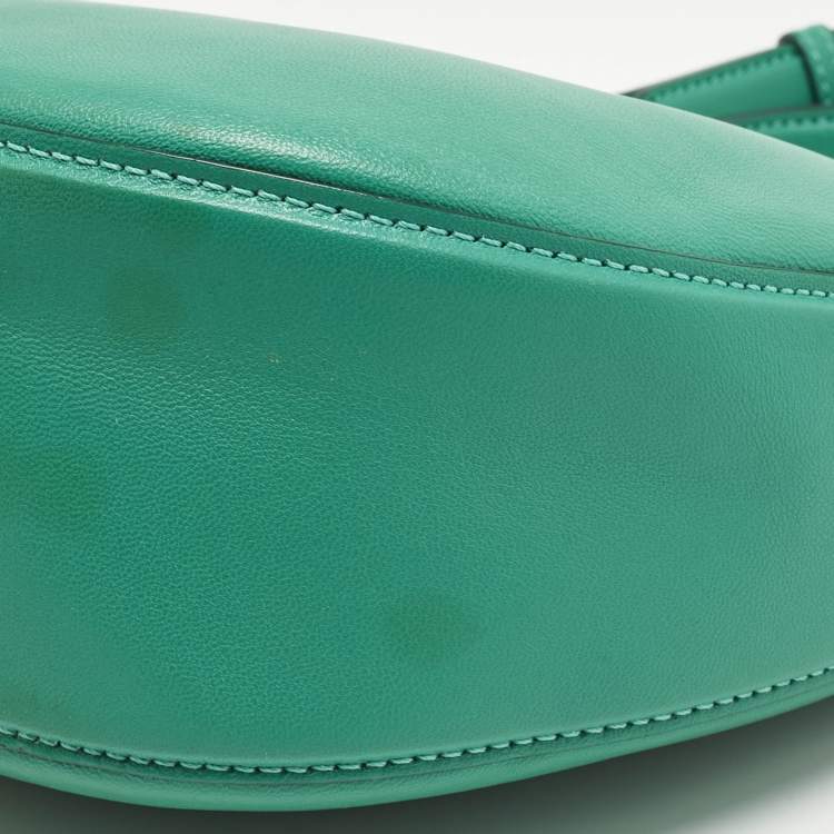 Pre Owned Valentino Green Leather Mini VLogo Moon Hobo