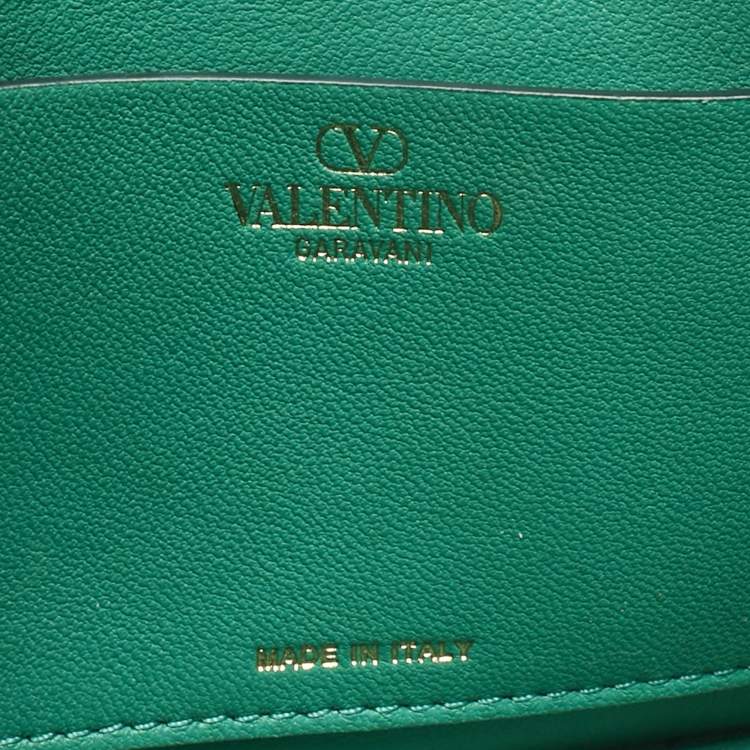 Pre Owned Valentino Green Leather Mini VLogo Moon Hobo