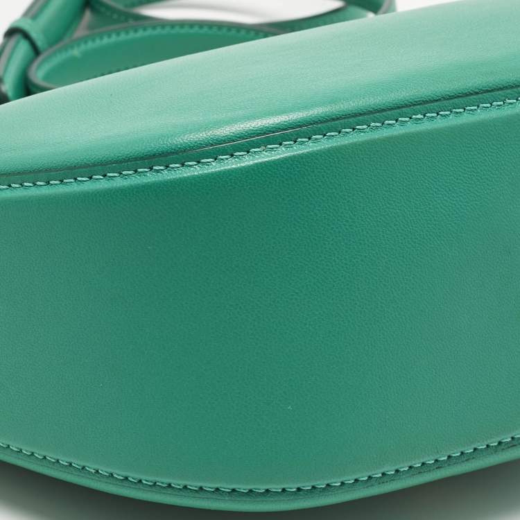 Pre Owned Valentino Green Leather Mini VLogo Moon Hobo