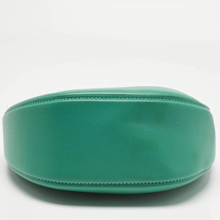 Pre Owned Valentino Green Leather Mini VLogo Moon Hobo