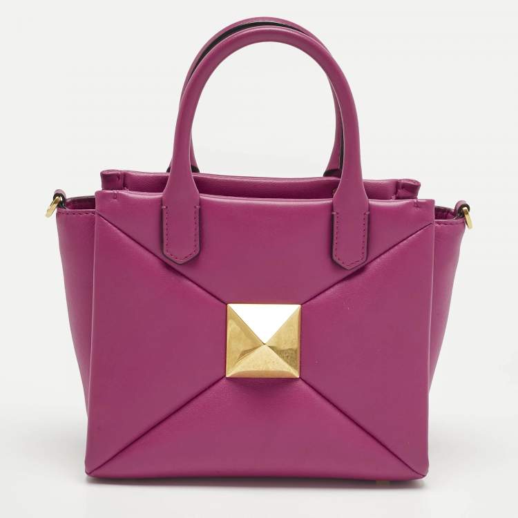 Pre Owned Valentino Fuchsia Leather Small One Stud Tote