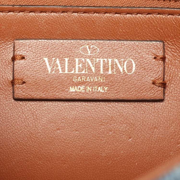 Pre Owned Valentino Washed Blue Denim Medium Roman Stud Top Handle Bag