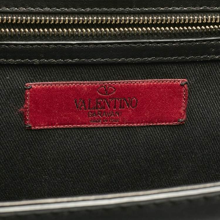 Pre Owned Valentino Black Leather Large Glam Lock Shoulder Bag