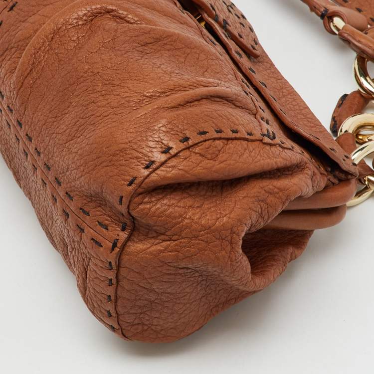 Pre Owned Valentino Garavani Brown Leather Vintage Shoulder Bag