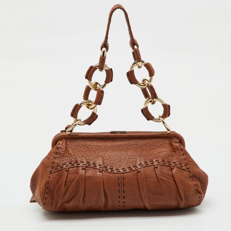 Pre Owned Valentino Garavani Brown Leather Vintage Shoulder Bag