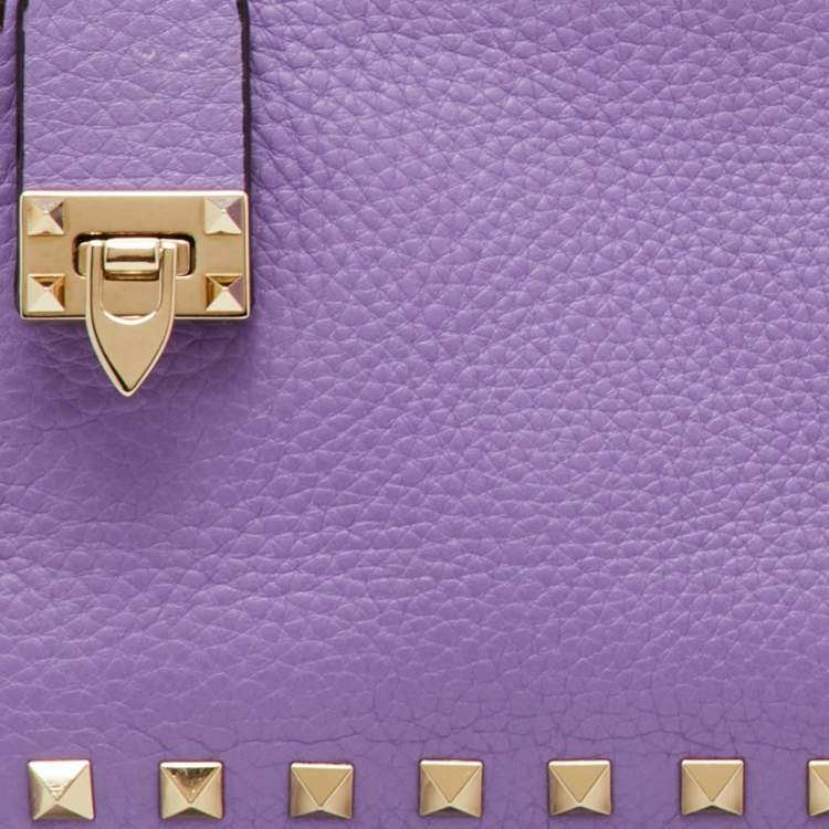 Pre Owned Valentino Purple Leather Small Rockstud Crossbody Bag