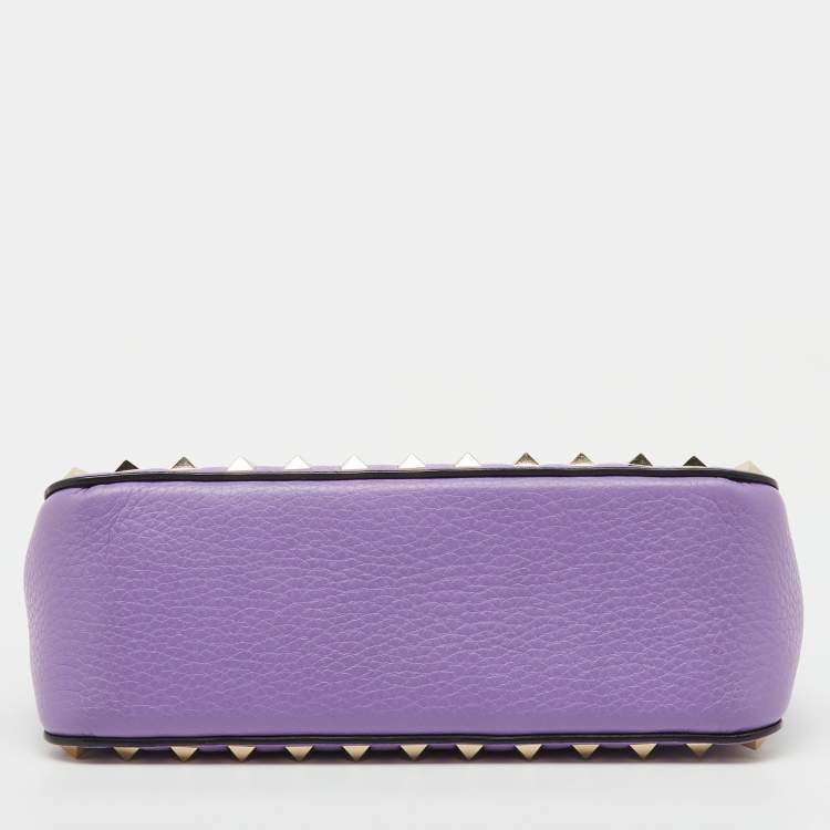 Pre Owned Valentino Purple Leather Small Rockstud Crossbody Bag