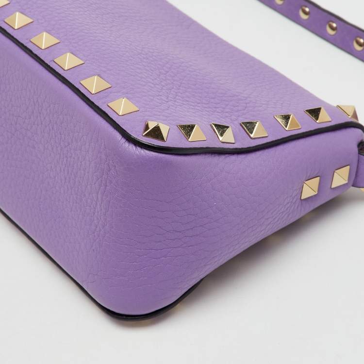 Pre Owned Valentino Purple Leather Small Rockstud Crossbody Bag