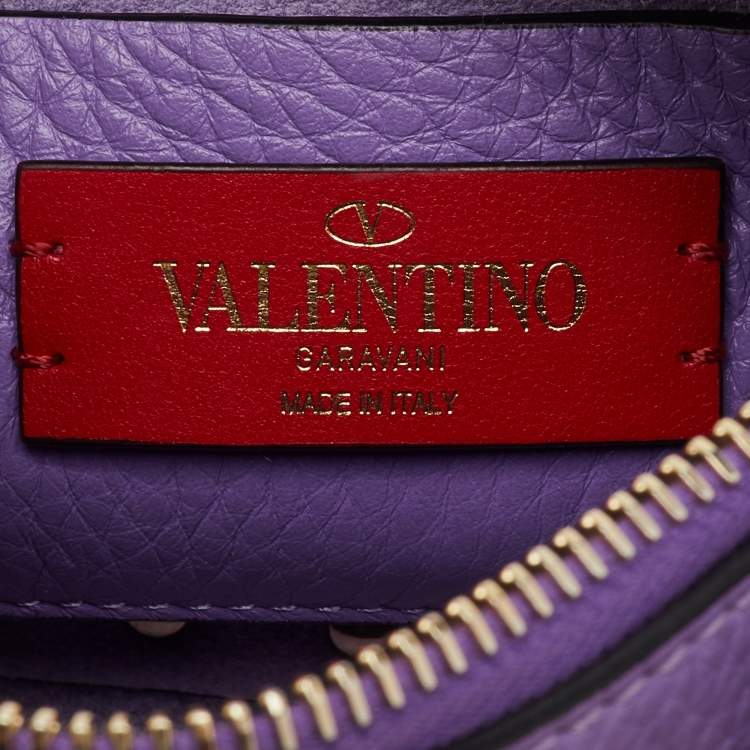 Pre Owned Valentino Purple Leather Small Rockstud Crossbody Bag