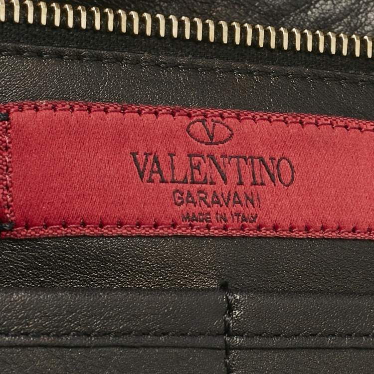 Pre Owned Valentino Black Leather Medium Rockstud Studded Trapeze Tote