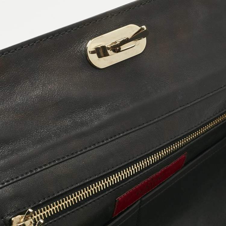 Pre Owned Valentino Black Leather Medium Rockstud Studded Trapeze Tote