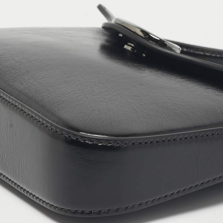 Pre Owned Valentino Black Leather The Bold VLogo Shoulder Bag