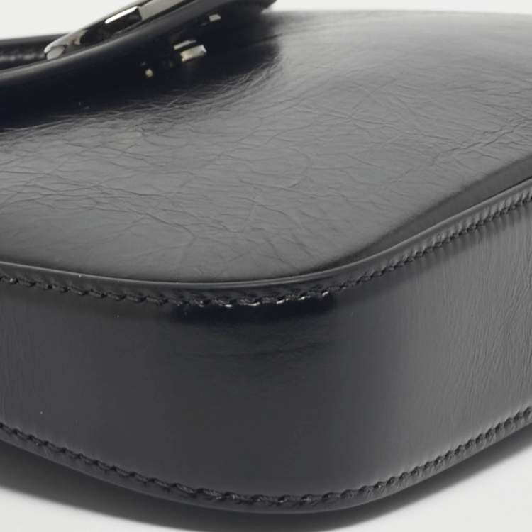 Pre Owned Valentino Black Leather The Bold VLogo Shoulder Bag
