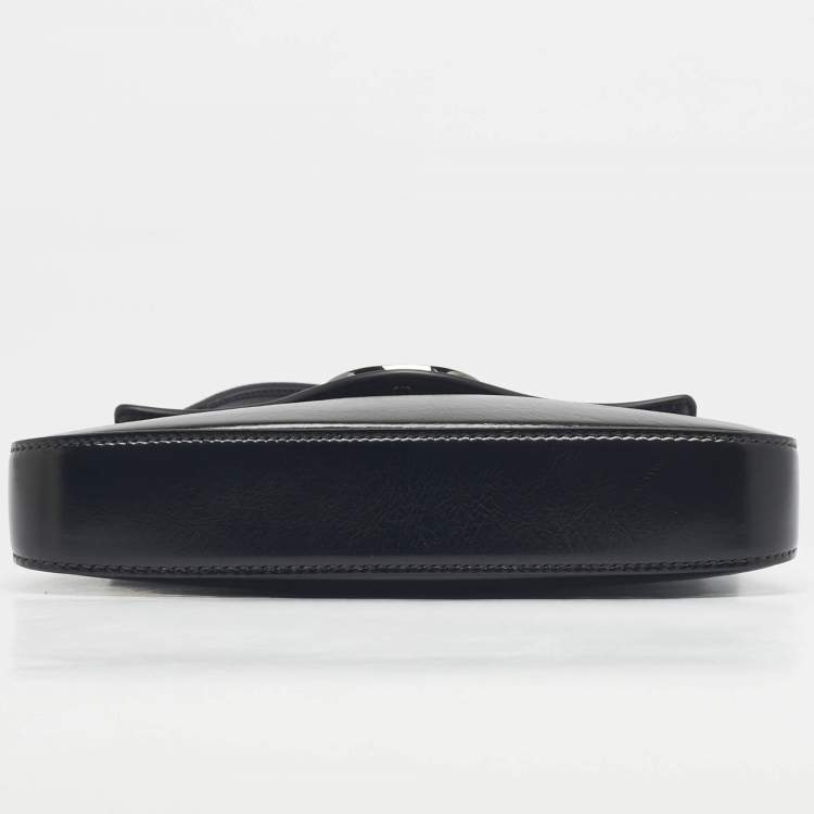 Pre Owned Valentino Black Leather The Bold VLogo Shoulder Bag