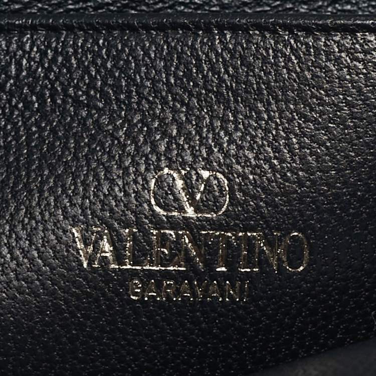 Pre Owned Valentino Black Leather The Bold VLogo Shoulder Bag