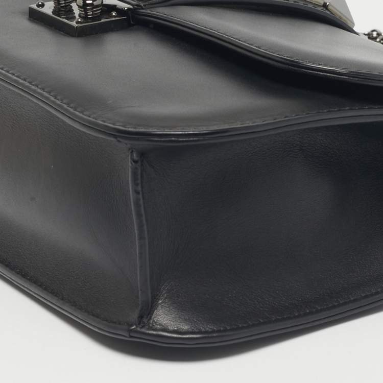 Pre Owned Valentino Black Leather Medium Noir Edition Glam Lock Shoulder Bag
