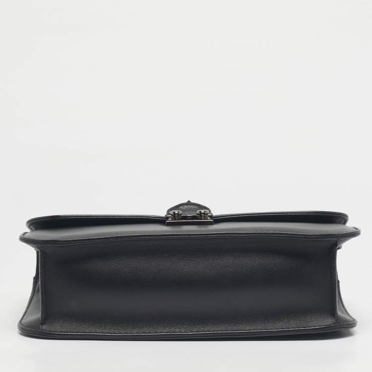 Pre Owned Valentino Black Leather Medium Noir Edition Glam Lock Shoulder Bag