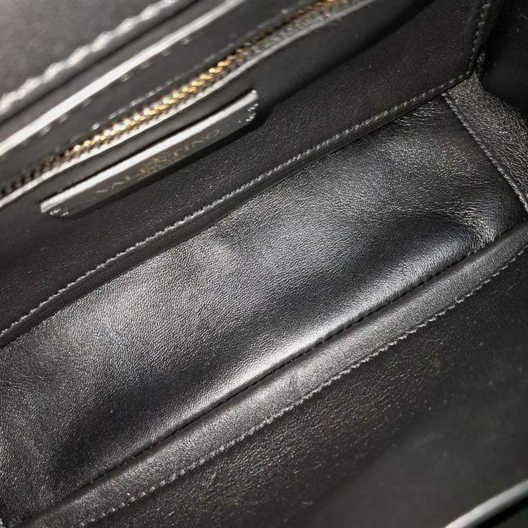 Pre Owned Valentino Black Leather Roman Studded Tote and Shoulder Bag