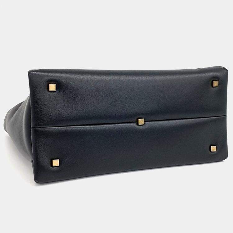 Pre Owned Valentino Black Leather One Stud Tote Bag